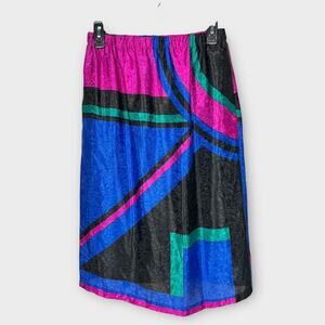 VTG 80s Retro Color Block Geometric Midi Skirt 8 Colorful avant garde artsy
